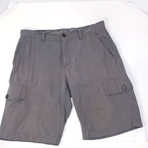 Calvin Klein Men's Gray Striped Cargo Shorts Size 32